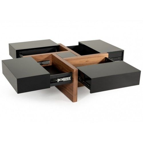 Modern black coffee table with drawers Alezio