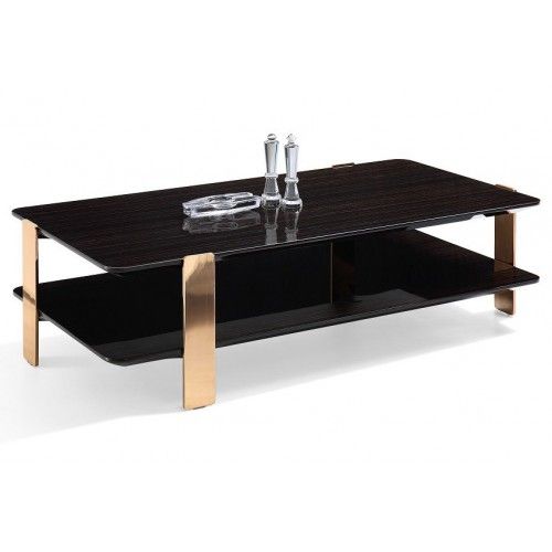 Modern Rectangular Black Glass Coffee Table Absolute