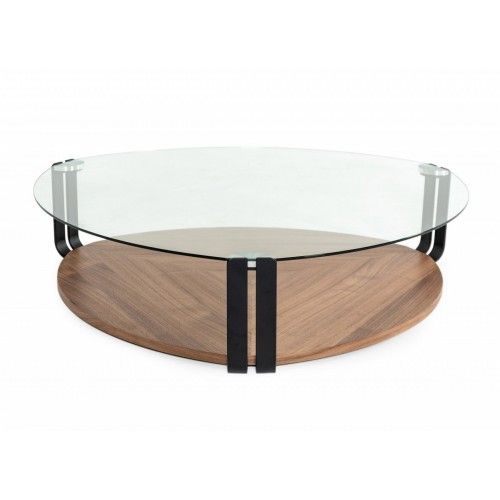 Modern Glass and Walnut Coffee Table Nature 