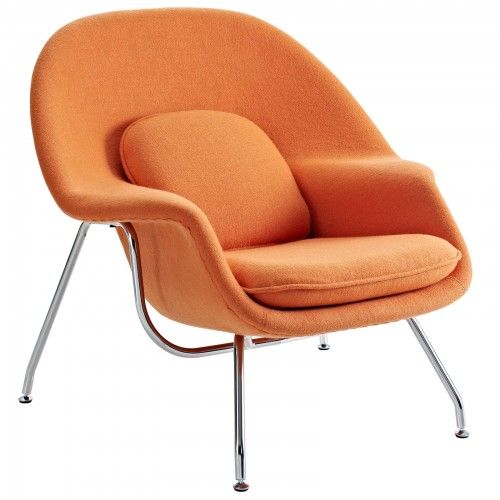 Modern Orange Fabric Lounge Chair with ottoman Wall Street