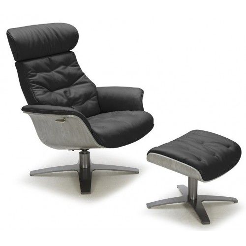 Modern black leather lounge chair with ottoman Comfort