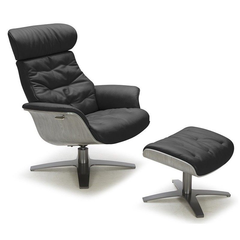 Modern Black Leather Lounge Chair, Black Leather Chair With Ottoman