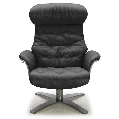 Modern black leather lounge chair with ottoman Comfort