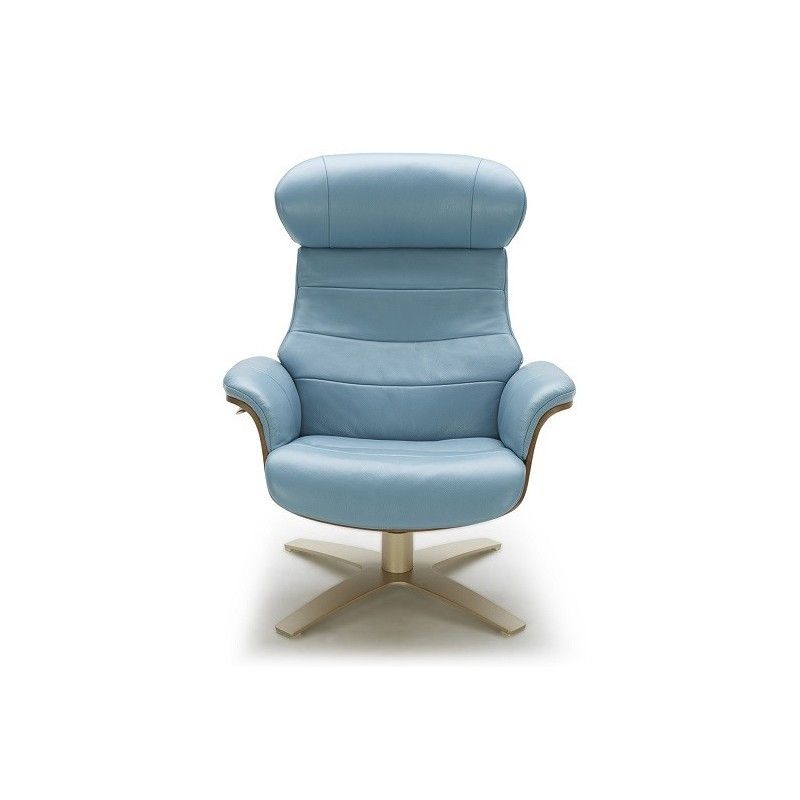 Modern Blue Leather Lounge Chair, Blue Leather Chair And Ottoman