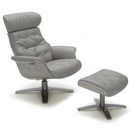 Modern grey leather lounge chair with ottoman Comfort