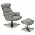 Modern grey leather lounge chair with ottoman Comfort