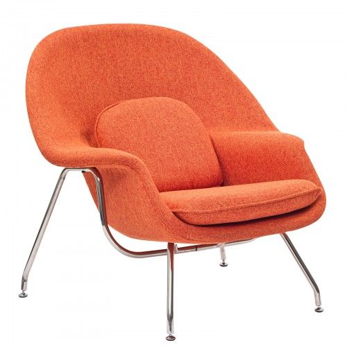 Modern Orange Tweed Lounge Chair with ottoman Wall Street