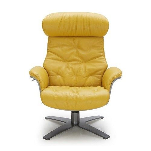 Modern mustard yellow leather lounge chair with ottoman Comfort