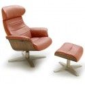 Modern pumpkin leather lounge chair with ottoman Comfort