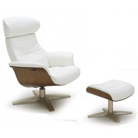 Modern white leather lounge chair with ottoman Comfort
