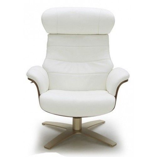 Modern white leather lounge chair with ottoman Comfort