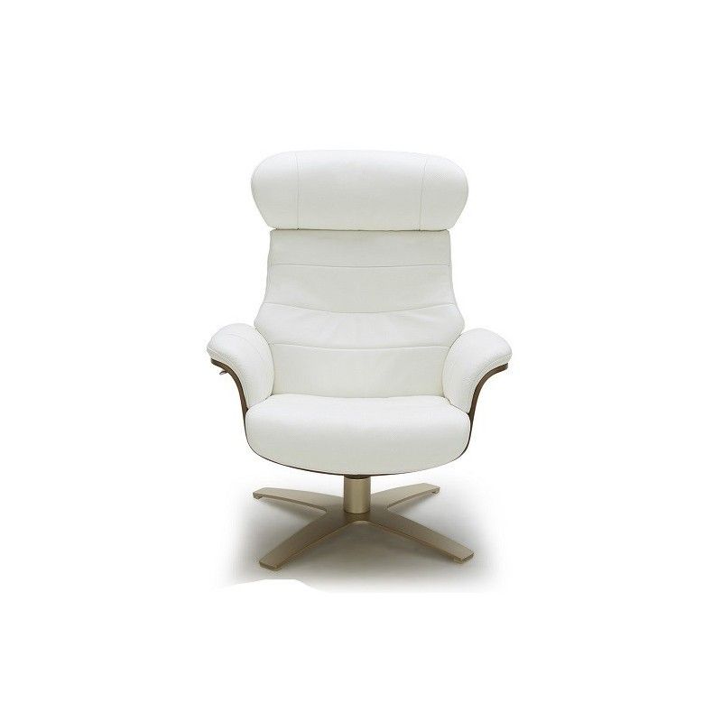 Modern White Leather Lounge Chair, White Leather Chair With Ottoman