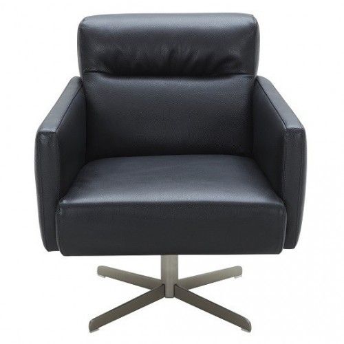 Modern black leather lounge chair Jackson