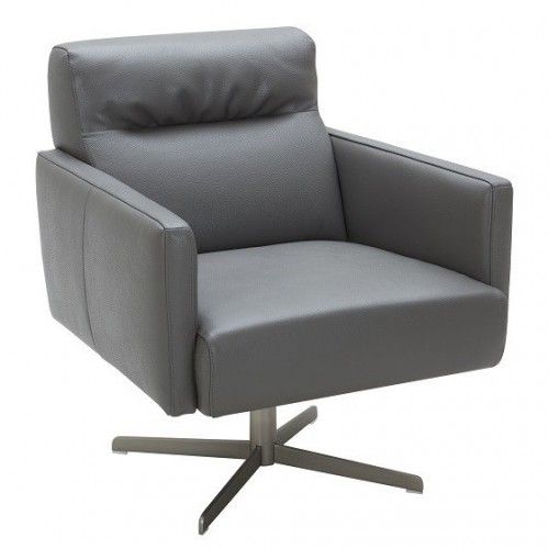 Modern grey leather lounge chair Jackson