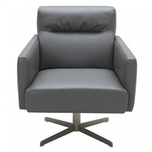 Modern grey leather lounge chair Jackson