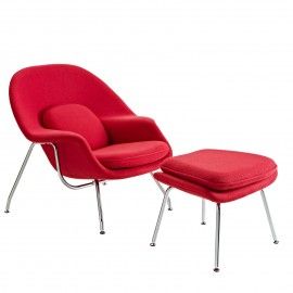 Modern Red Fabric Lounge Chair Wall Street