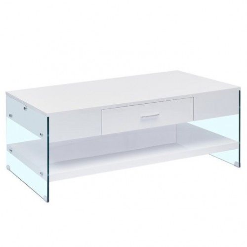 Contemporary white coffee table with drawer Alicante
