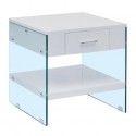 Contemporary white end table with drawer Alicante