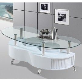 Contemporary white and glass coffee table with stools Valencia