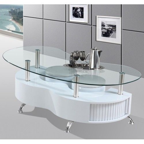 Modern white and glass coffee table with stools Valencia