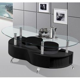 Modern black and glass coffee table with stools Valencia