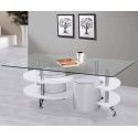 Contemporary white and glass coffee table with stools Leonardo