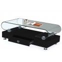 Contemporary black coffee table with drawer and glass top Valladolid