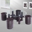 Modern dark brown and glass coffee table with stools Aviano