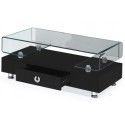 Contemporary black coffee table with drawer and glass top Cordoba