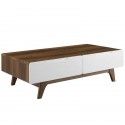 Modern Walnut and White Coffee Table with drawers Origin