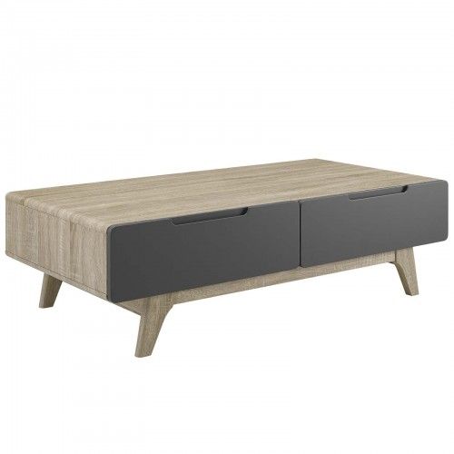 Modern Natural and Grey Coffee Table with drawers Origin