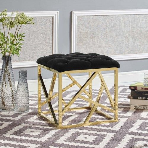 Modern Ottoman Intersperse in Gold Black