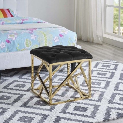 Modern Ottoman Intersperse in Gold Black