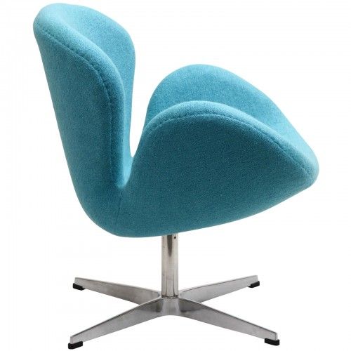Modern light blue Fabric swivel Lounge Chair inspired by The Swan design