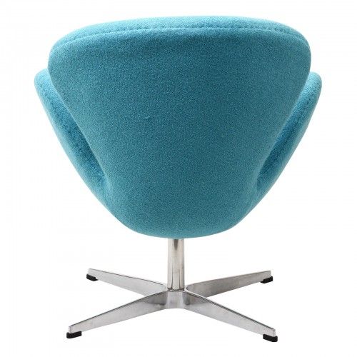 Modern light blue Fabric swivel Lounge Chair inspired by The Swan design