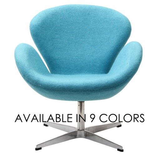 Modern light blue Fabric swivel Lounge Chair inspired by The Swan design