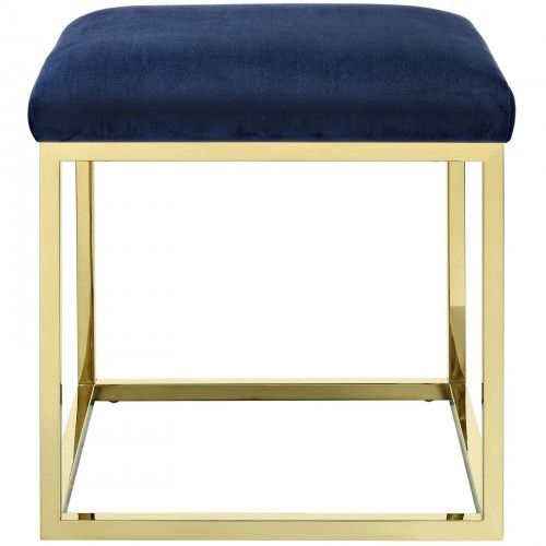 Modern Gold and Navy Blue Velvet Ottoman Anticipate