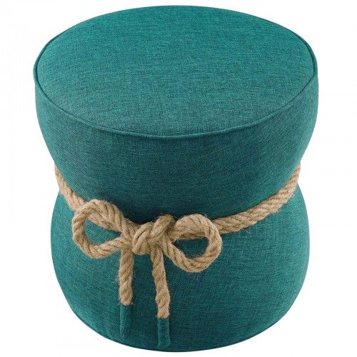 Modern Teal Blue Fabric Ottoman Beat