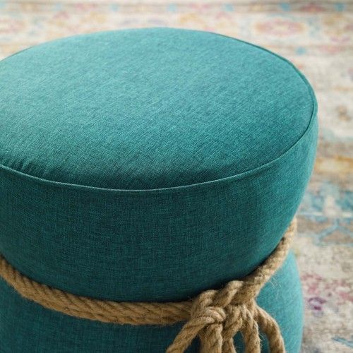 Modern Teal Blue Fabric Ottoman Beat