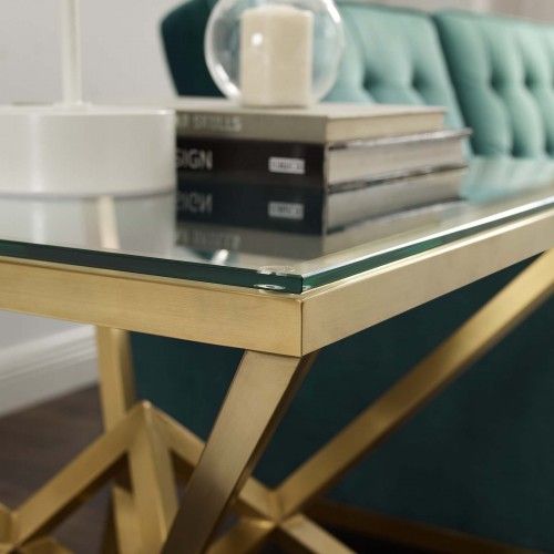 Modern Brushed Gold Metal Stainless Steel Side Table Point
