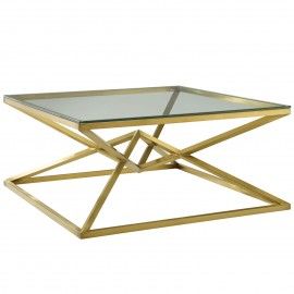 Modern Brushed Gold Metal Stainless Steel Coffee Table Point