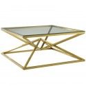 Modern Brushed Gold Metal Stainless Steel Coffee Table Point