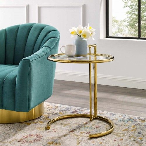 Modern Glass and Gold Side Table Lena