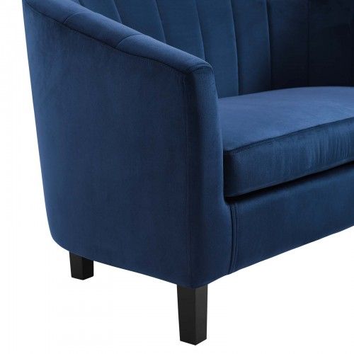 Modern Navy Blue Fabric Lounge Chair Cromer