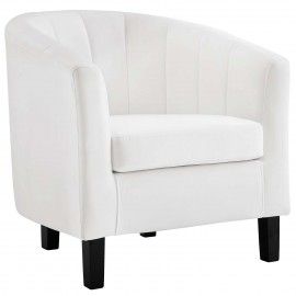 Modern White Fabric Lounge Chair Cromer