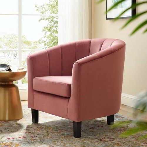 Modern Dusty Rose Fabric Lounge Chair Cromer