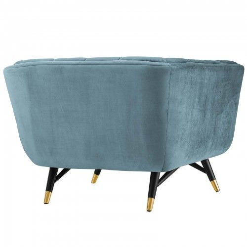 Mid-century Modern Sea Blue Fabric Lounge Chair Flow