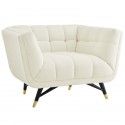 Mid-century Modern Ivory Fabric Lounge Chair Flow