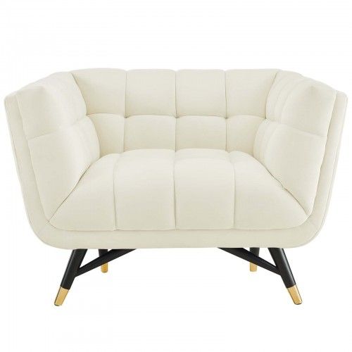Mid-century Modern Ivory Fabric Lounge Chair Flow