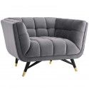 Mid-century Modern Grey Fabric Lounge Chair Flow